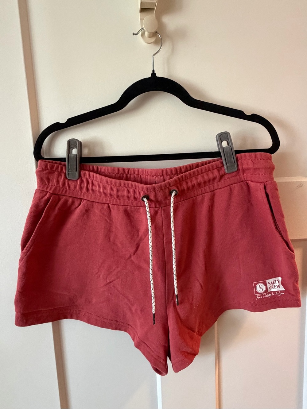Salty Crew Women's Coral Red Drawstring Athletic Shorts
